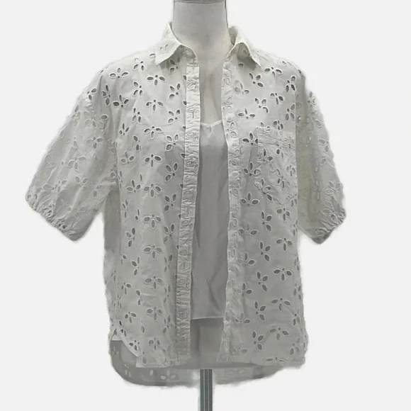 J. Crew Spring Garden Eyelet Blouse in White - Size 6 - Picture 3 of 11